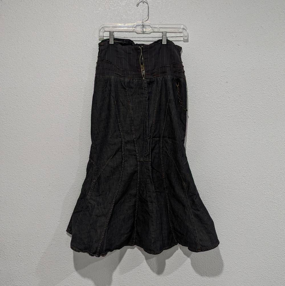 Denim Fishtail Midi Skirt